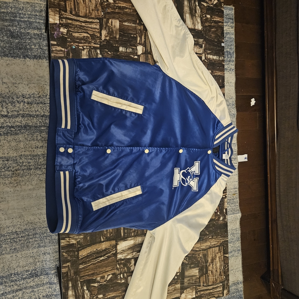 Strangers Things Collab Yale Varsity Jacket Blue and White